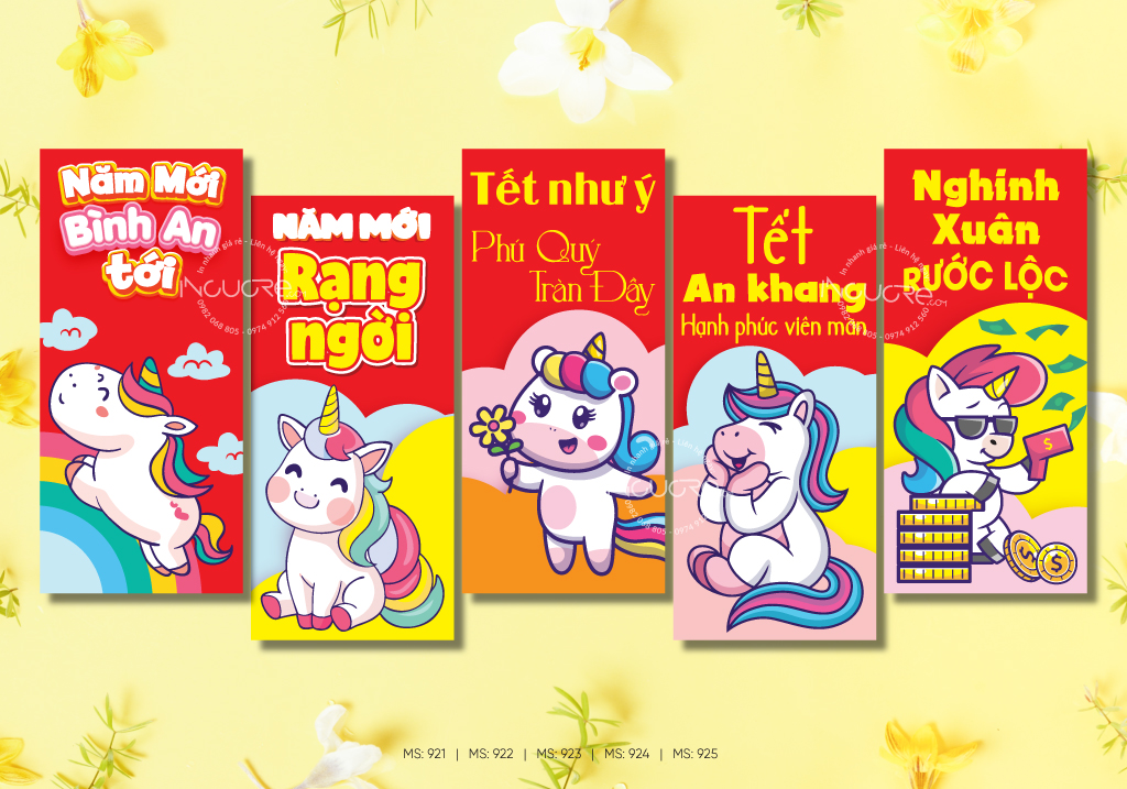 Mẫu bao lì xì con ngựa Bính Ngọ 2026